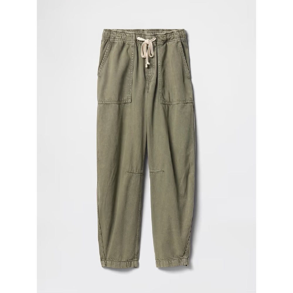 Gap Denim Pull-On Barrel Pants Womens Large Short Olive Green Utility Cool Girl - Picture 2 of 9